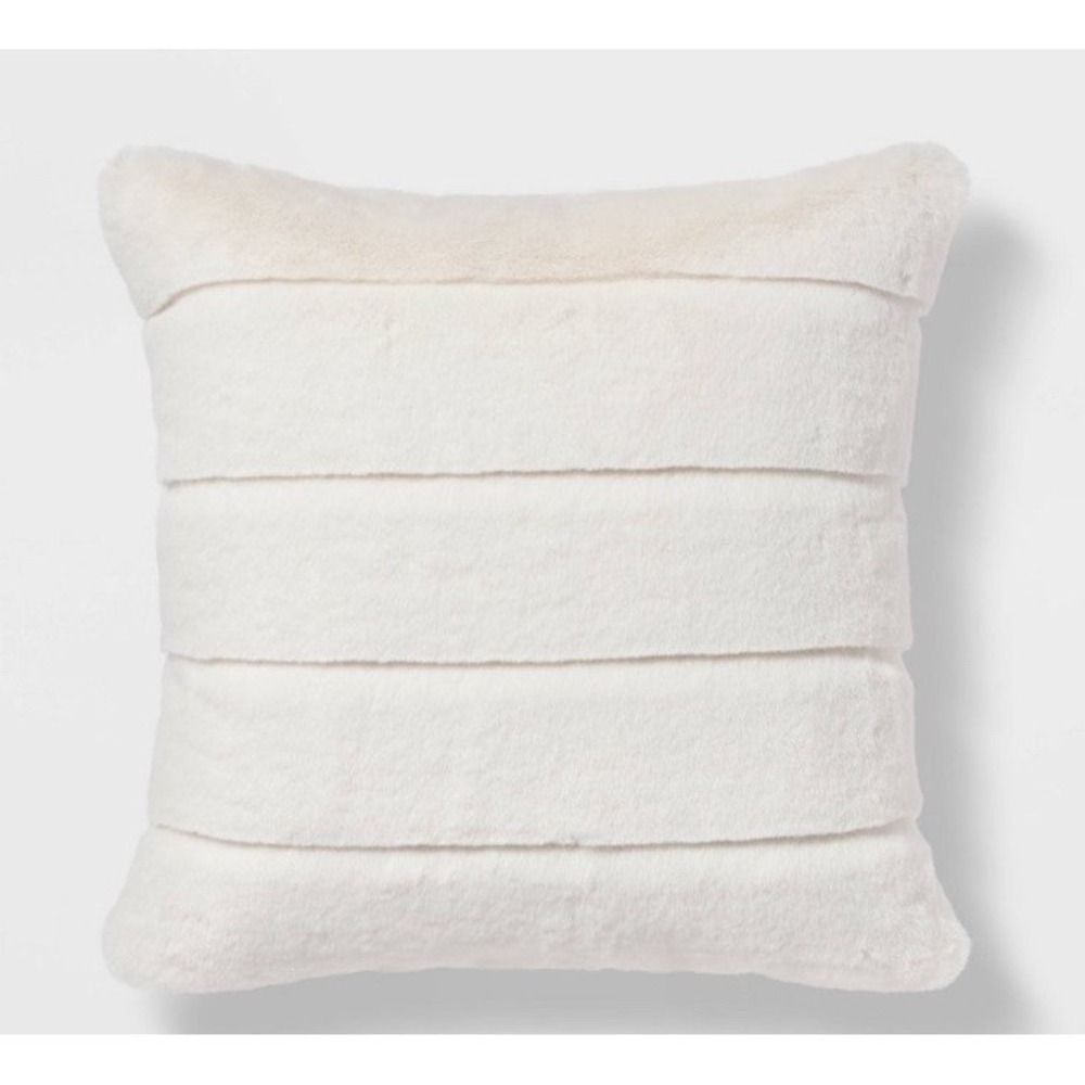 Threshold Square Channel Faux Fur Decorative Pillow - Cream
